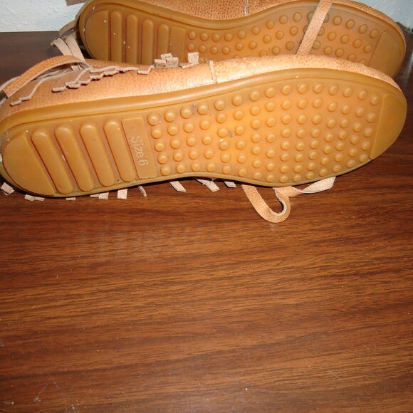 Gorgeous Sz 6 L & B Fringed Moccasins Slip On leather Aztec Boots Shoes - Picture 7 of 13